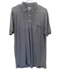 Faherty Striped Cotton Polo Shirt in Gray, Size Large